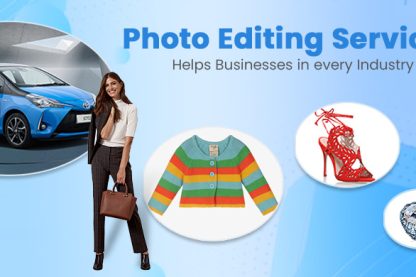 A vibrant collage highlights our expert photo editing services, featuring a sleek car, a woman with a chic bag, a colorful sweater, striking red high heels, and a dazzling diamond ring.